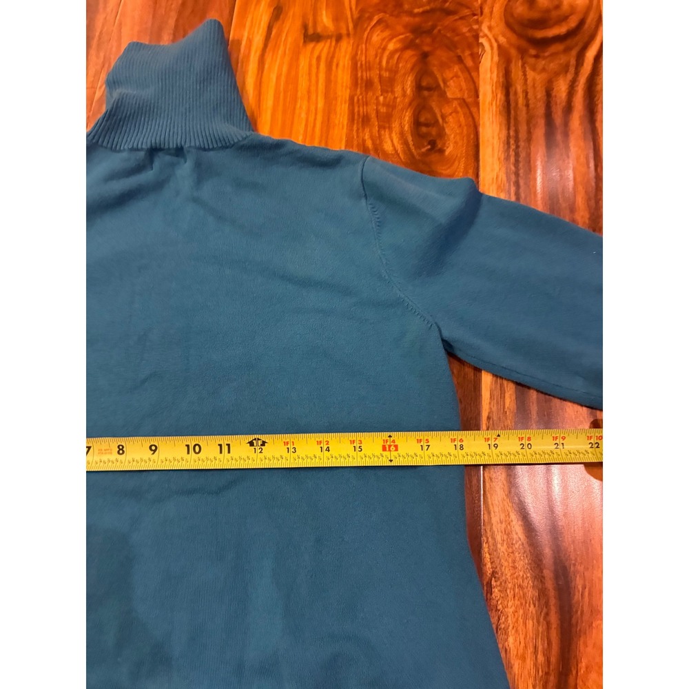LL Bean Womens Teal Blue Cotton Blend Turtleneck Sweater Knit Top Size L Large - Picture 4 of 6